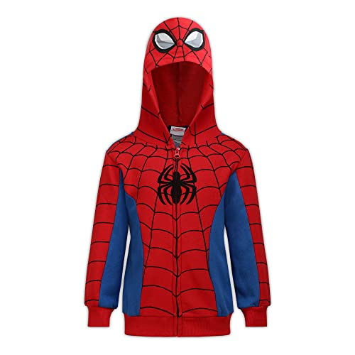 Marvel Boy's Spider-Man Full Zip Fashion Hoodie, Red/Blue, Size 5