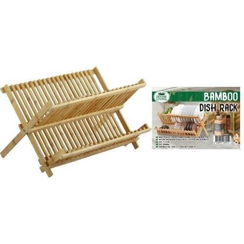 Bamboo Folding Dish Kitchen Holder Dish Rack Multipurpose Rack Collapsible Dish Drainer Foldable Dish Drying Rack Wooden Plate Rack