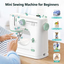Advwin Mini Sewing Machine, Portable Electric Sewing Machine for Beginners w/12 Stitch Patterns, Reverse Sewing, Extension Table, Double Threads 2 Speed, Foot Pedal & Sewing Kit
