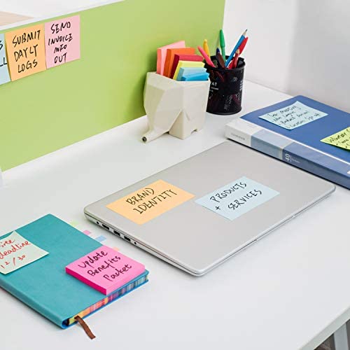 ZCZN 6 Bright Colour Sticky Notes, 76 x 76 mm, 100 Sheets/Pad, Sticky Issue is Improved, 12 Pads