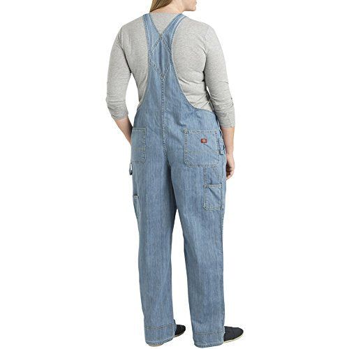 Dickies Women's Denim Bib Overall, Medium Stonewash, 16W Regular