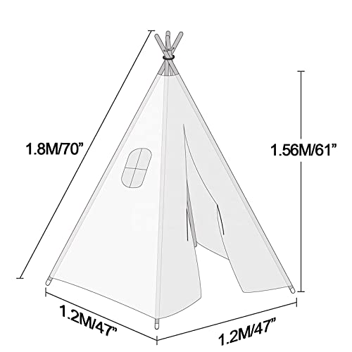 Teepee Play Tent for Kids with Carry Case Playhouse (White)