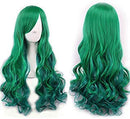 Netgo Women's Wigs Long Curly Hair Heat Resistant Fibre Wigs Harajuku Lolita Style for Women (Dark green)