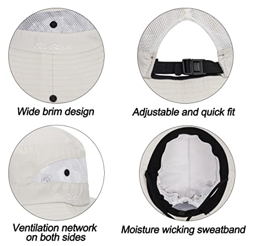 Women Outdoor Mesh Sun Hats with Ponytail-Hole Foldable UV
