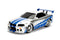 Jada Toys Fast & Furious Brian's Nissan Skyline GT-R (Bnr34)- Ready to Run R/C Radio Control Toy Vehicle, 1: 16 Scale, Silver and Blue, (99370)