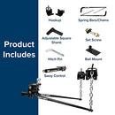 Camco Eaz-Lift Elite 1,000lb Weight Distributing Hitch Kit with Sway Control (48058) for Trailer, black