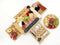 lunchley Large Bamboo Cheese Board and Knife Set with 2 Ceramic Sauce Bowls, 3 Slide-Out Wooden Tray & Round Fruit Tray–Unique Gifts Set for Housewarming,Wedding Anniversary, Bridal Shower & Birthday.