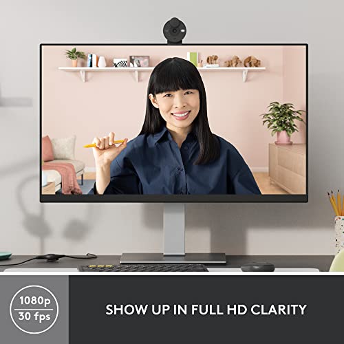 Logitech Brio 300 Full HD Webcam with Privacy Shutter, Noise Reduction Microphone, USB-C, Ceritified for Zoom, Microsoft Teams, Google Meet, Auto Light Correction - Graphite