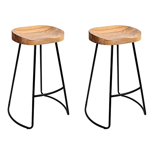 Artiss Bar Stools Stool Set of 2 Kitchen Counter Barstools Dining Chair Chairs Vintage Industrial Style Natural in 65cm Seat Height Floor for Home Bar Dining Room Cafe Outdoor Indoor