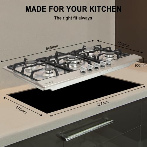 GASLAND Chef Gas Cooktop 5 Burner Gas Hob Stainless Steel NG LPG Cook Top 90cm