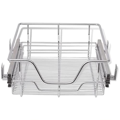 'vidaXL Pull-Out Metal Baskets 2 pcs - Versatile Drawers for 500 mm Wide Kitchen Cabinets - Easy-to-Install, Removable for Cleaning, Silver