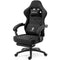Dowinx Gaming Chair Breathable Fabic Computer Chair with Pocket Spring Cushion, Comfortable Office Chair with Gel Pad and Storage Bags,Massage Game Chair with Footrest,Black