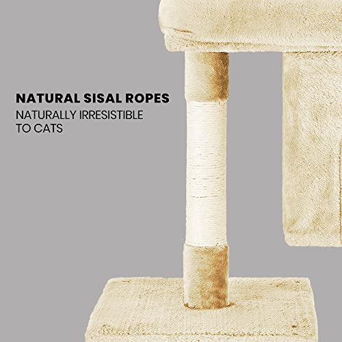 Taily 85CM Cat Scratching Post Cats Tree Gym House Condo Pet Furniture Kitten Scratcher Tower Suitable for Medium to Large Cats Beige