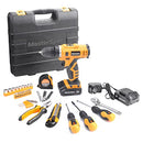 MasterSpec 47Pcs 12V Cordless Drill Driver Set Household Hand Tool Kit w/ 2 Batteries