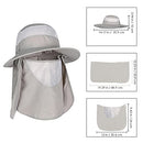 AutoWT Fishing Outdoor Sun Hat with Removable Neck Face Flap, UPF 50+ UV Sun Protection Bucket Cap, Summer Outdoor Protection Hat Wide Brim Fishing Cap for Man and Women Gray