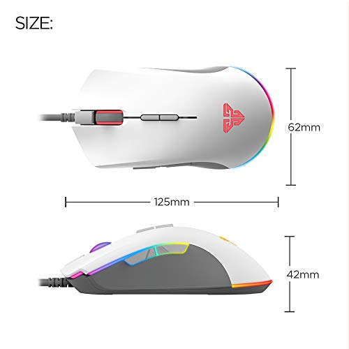 Fantech Gaming PC Mouse 10000 Adjustable DPI Wired RGB LED Light Seven Macro Button Computer Mice (X17) (White)