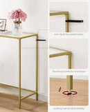 Vasagle Console Table, Tempered Glass Table, Modern Sofa or Entryway Table, Metal Frame, Sturdy, Adjustable Feet, for Living Room, Hallway, Golden