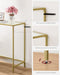 Vasagle Console Table, Tempered Glass Table, Modern Sofa or Entryway Table, Metal Frame, Sturdy, Adjustable Feet, for Living Room, Hallway, Golden