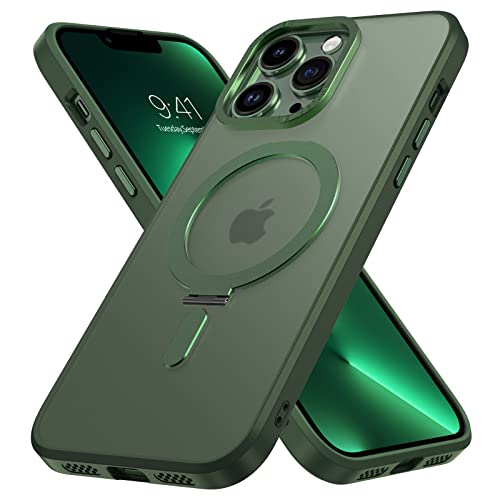GUAGUA iPhone 13 Pro Max Case Compatible with MagSafe, Magnetic Kickstand Case for iPhone 13 Pro Max Transparent Cover Phone Cases for iPhone 13 Pro Max 6.7 Inch, Green