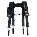 MELOTOUGH Tool Belt Braces Construction Bag Suspenders Padded Work belt Suspenders for Carpenter/Electrician/Roofing/Farmer work Suspension Rig(H Back, Black, Full Size