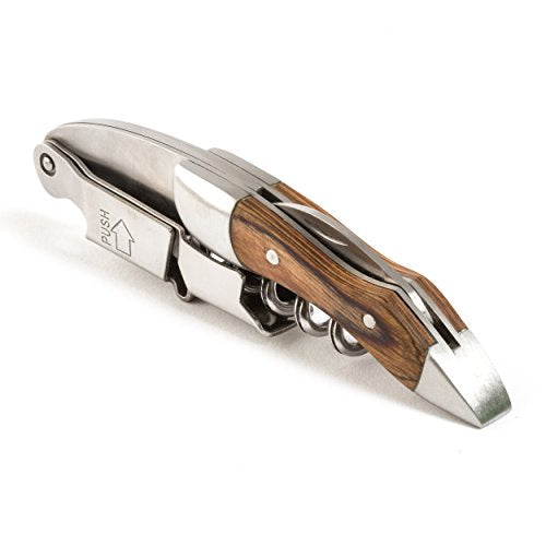 (Naturalwood) - Prestige By Coutale Sommelier - The French Patented Spring-Loaded Double Lever Waiters Corkscrew and Wine Bottle Opener (Naturalwood)