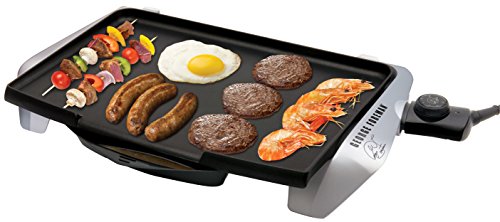 George Foreman GREG10 Griddle, Fast Heat Up to 200 Degrees, Large Grilling Surface, Non-Stock, Variable Temperature Control, Black