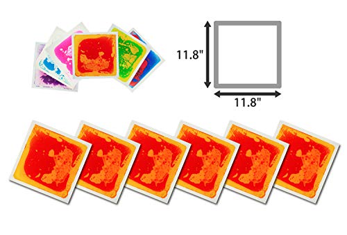 Art3d Liquid Sensory Floor Tiles, Children Play Equipment Sensory Play Mats, 30x30 CM, Red-Yellow
