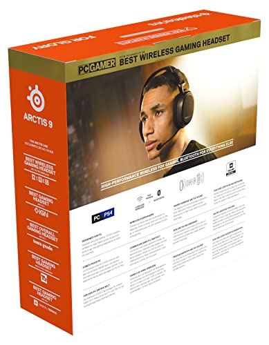 SteelSeries Arctis 9 - Dual Wireless Gaming Headset - Lossless 2.4 GHz Wireless + Bluetooth - 20+ Hour Battery Life - for PC, Playstation 5 and PS4, Black