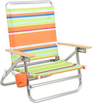 PORTAL Aluminum Lightweight 4-Way Hi Back Folding Beach Chair, Classic Wood Handle Camp Chair with Cup Holder and Padded Carry Shoulder Strap