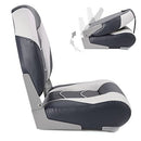 NORTHCAPTAIN S1 Deluxe High Back Folding Boat Seat,Stainless Steel Screws Included,White/Charcoal(2 Seats)