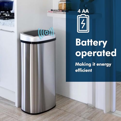 Healthy Choice 70-Liter Auto Sensor Trash Bin - Wave Your Hand for Auto Open/Close, Waterproof Lid, Optional Manual Operation, Touch to Open/Close, Battery Operated with Low Power Alarm