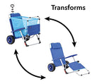 Mac Sports 2-in-1 Beach Day Folding Lounge Chair+Cargo Cart for Outdoors Sunbathing | Sun Chair, Tanning Chair, Portable, Lightweight, Lounger for Patio, Collapsible with All-Terrain Wheels | Blue