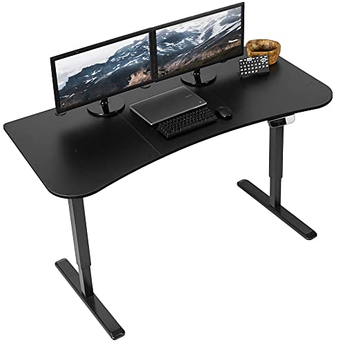 VIVO Black Electric Height Adjustable Stand Up Desk Frame, Workstation with 63 X 32 Inch Table Top and Controller, Frame and Desktop Combo (Desk-Kit-2E1B)