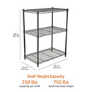 Amazon Basics 3-Shelf Adjustable, Heavy Duty Storage Shelving Unit (113.4 kgs loading capacity per shelf), Steel Organizer Wire Rack, Black (58.93 x 34.04 x 76.2 CM, LxWxH)