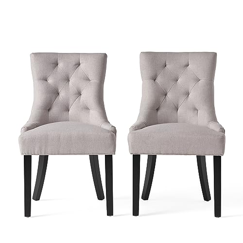 Christopher Knight Home Hayden Fabric Dining Chairs, 2-Pcs Set,Polyester, Light Grey