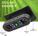 Tyre Pressure Monitoring System Solar TPMS with 4 Sensors LCD Real-time Displays 4 Tires' Pressure and Temperature Auto Alarm Monitoring