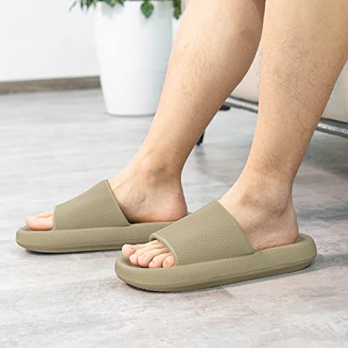 LongBay Cloud Slides for Women and Men, Comfy Pillow Slipper Shower Sandals Shoes with Arch Support for Pool Beach Home Indoor Outdoor Use, 7.5-8.5women/6-7men, Green