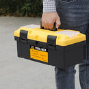 ZHJAN Tool Box set, 30cm + 41.5cm Large Tool Box, new PP material/double locking/with removable tray and small storage box, black/yellow