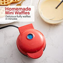 Electric Nonstick Mini Waffle Maker, Belgian Waffles, Compact Design, Hash Browns, Keto, Snacks, Sandwich, Eggs, Easy to Clean (Red)