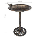 vidaXL Pedestal Bird Bath - Weatherproof Lightweight Plastic, Large Bowl with Bronze Finish for Garden/Courtyard Decor