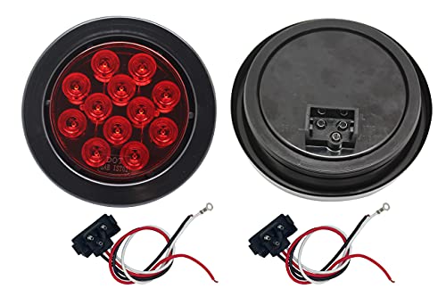 MAXXHAUL 50586 Pair of LED 4" Round Stop Turn Tail Indicator Lights with Black Rubber Grommet for 12V DC RV's, Trailers, Caravans, Boats, and Trucks