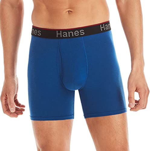 Hanes Men's Comfort Flex Fit Total Support Pouch 3-Pack, Available in Regular and Long Leg, Regular Leg - Blue/Red/Black - 3 Pack, Medium