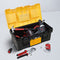 ZHJAN Tool Box set, 30cm + 41.5cm Large Tool Box, new PP material/double locking/with removable tray and small storage box, black/yellow