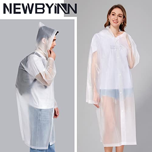 Raincoats EVA Rain Ponchos for Adults Reusable 2 Pack, Rain Coats with Hood for Women Men Travel Hiking Theme Park Camping Clear