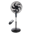 Invero 16" Inch Pedestal Air Cooling Fan with Remote Control - 3 Speed Oscillating Electric Floor Fan, Timer, Adjustable Height & Low Noise - For all Homes, Offices or Bedrooms - Black
