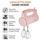 Tower T12061PNK Cavaletto Hand Mixer with Stainless Steel Beaters, Dough Hooks, 5 Speeds, 300W, Pink and Rose Gold