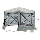 Outsunny 6-Sided Hexagon Pop Up Party Tent Gazebo with Mesh Netting Walls & Shaded Interior, 12' x 12', Beige