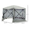 Outsunny 6-Sided Hexagon Pop Up Party Tent Gazebo with Mesh Netting Walls & Shaded Interior, 12' x 12', Beige