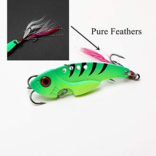 WANBY Proven Explosive Color Special Spinner Spoon Swimbait Vibrating Jigging Freshwater Saltwater Fishing Lures with Hook Fishing Tackle for Trout Bass Salmon（7Pcs）