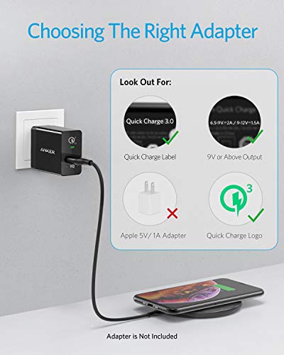313 Anker Wireless Charger (Pad), Qi-Certified 10W Max for iPhone 14/14 Pro/14 Pro Max/13/13 Pro Max, AirPods (No AC Adapter, Not Compatible with MagSafe Magnetic Charging)
